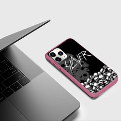 Чехол iPhone 11 Pro матовый Slayer: Dark Skulls, цвет: 3D-малиновый — фото 2