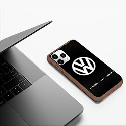 Чехол iPhone 11 Pro матовый Volkswagen: Black Abstract, цвет: 3D-коричневый — фото 2