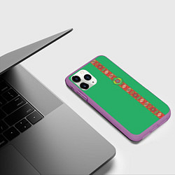 Чехол iPhone 11 Pro матовый Туркменистан, лента с гербом, цвет: 3D-фиолетовый — фото 2