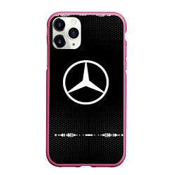 Чехол iPhone 11 Pro матовый Mercedes: Black Abstract, цвет: 3D-малиновый