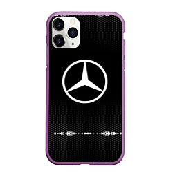 Чехол iPhone 11 Pro матовый Mercedes: Black Abstract, цвет: 3D-фиолетовый