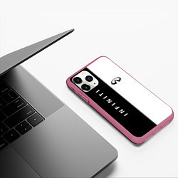 Чехол iPhone 11 Pro матовый Infiniti: Black & White, цвет: 3D-малиновый — фото 2