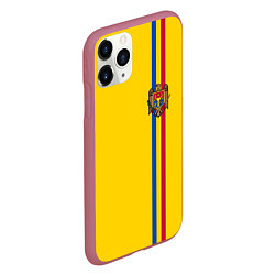 Чехол iPhone 11 Pro матовый Молдавия: лента с гербом, цвет: 3D-малиновый — фото 2