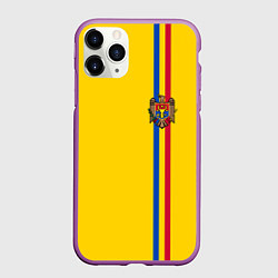 Чехол iPhone 11 Pro матовый Молдавия: лента с гербом, цвет: 3D-фиолетовый