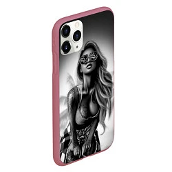 Чехол iPhone 11 Pro матовый Trap Girl, цвет: 3D-малиновый — фото 2