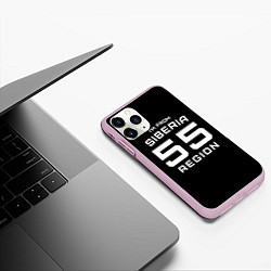 Чехол iPhone 11 Pro матовый Im from Siberia: 55 Region, цвет: 3D-розовый — фото 2