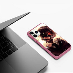 Чехол iPhone 11 Pro матовый Tokyo Ghoul, цвет: 3D-малиновый — фото 2