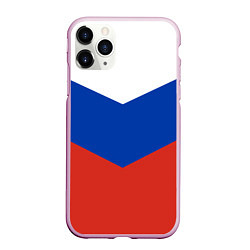 Чехол iPhone 11 Pro матовый Российский триколор, цвет: 3D-розовый