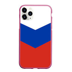 Чехол iPhone 11 Pro матовый Российский триколор