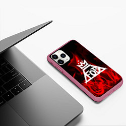 Чехол iPhone 11 Pro матовый Fall Out Boy: Red Flame, цвет: 3D-малиновый — фото 2