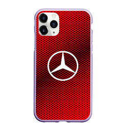 Чехол iPhone 11 Pro матовый Mercedes: Red Carbon, цвет: 3D-светло-сиреневый