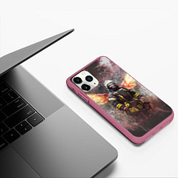 Чехол iPhone 11 Pro матовый Пожарный ангел, цвет: 3D-малиновый — фото 2
