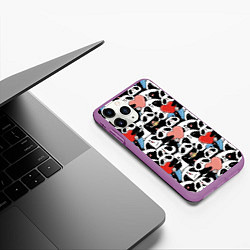 Чехол iPhone 11 Pro матовый Funny Pandas, цвет: 3D-фиолетовый — фото 2