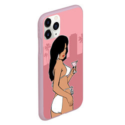 Чехол iPhone 11 Pro матовый GTA VC: Girl with Martini, цвет: 3D-розовый — фото 2