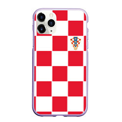 Чехол iPhone 11 Pro матовый Сборная Хорватии: Домашняя ЧМ-2018, цвет: 3D-светло-сиреневый