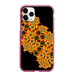 Чехол iPhone 11 Pro матовый Славянская роспись, цвет: 3D-малиновый