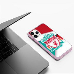 Чехол iPhone 11 Pro матовый FC Liverpool, цвет: 3D-розовый — фото 2