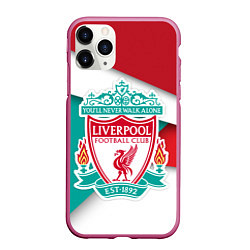 Чехол iPhone 11 Pro матовый FC Liverpool, цвет: 3D-малиновый