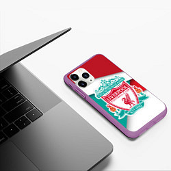 Чехол iPhone 11 Pro матовый FC Liverpool, цвет: 3D-фиолетовый — фото 2