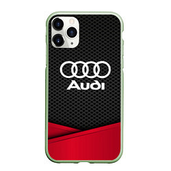 Чехол iPhone 11 Pro матовый Audi: Grey Carbon, цвет: 3D-салатовый