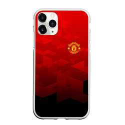 Чехол iPhone 11 Pro матовый FC Man UTD: Red Poly, цвет: 3D-белый