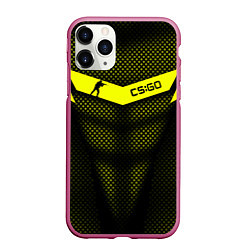 Чехол iPhone 11 Pro матовый CS:GO Yellow Carbon, цвет: 3D-малиновый