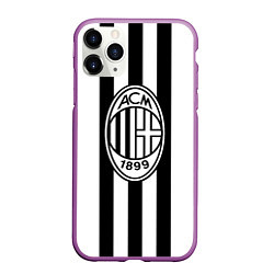 Чехол iPhone 11 Pro матовый AC Milan: Black & White, цвет: 3D-фиолетовый