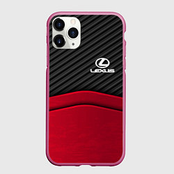 Чехол iPhone 11 Pro матовый Lexus: Red Carbon, цвет: 3D-малиновый