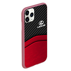 Чехол iPhone 11 Pro матовый Lexus: Red Carbon, цвет: 3D-малиновый — фото 2