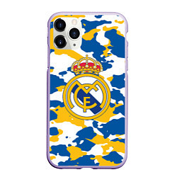 Чехол iPhone 11 Pro матовый Real Madrid: Camo, цвет: 3D-светло-сиреневый