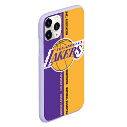 Чехол iPhone 11 Pro матовый NBA: LA Lakers, цвет: 3D-светло-сиреневый — фото 2
