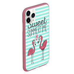 Чехол iPhone 11 Pro матовый Sweet Summer Flamingo, цвет: 3D-малиновый — фото 2