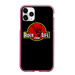 Чехол iPhone 11 Pro матовый Rock for Life, цвет: 3D-малиновый