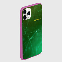 Чехол iPhone 11 Pro матовый Cyberpunk 2077: Green Network, цвет: 3D-фиолетовый — фото 2