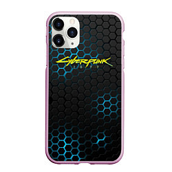 Чехол iPhone 11 Pro матовый Cyberpunk 2077: Blue Carbon, цвет: 3D-розовый