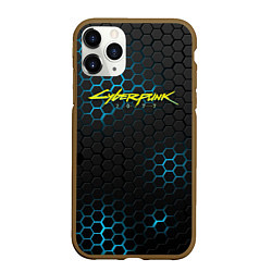 Чехол iPhone 11 Pro матовый Cyberpunk 2077: Blue Carbon, цвет: 3D-коричневый