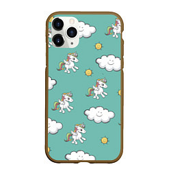 Чехол iPhone 11 Pro матовый Love of Unicorns, цвет: 3D-коричневый