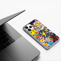 Чехол iPhone 11 Pro матовый Pokemon Bombing, цвет: 3D-светло-сиреневый — фото 2