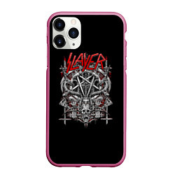 Чехол iPhone 11 Pro матовый Slayer: Hell Goat, цвет: 3D-малиновый