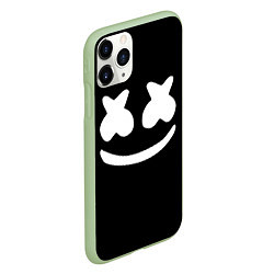 Чехол iPhone 11 Pro матовый Marshmello: Black Face, цвет: 3D-салатовый — фото 2