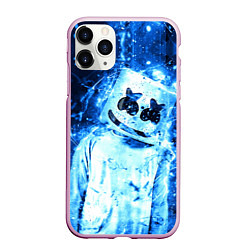 Чехол iPhone 11 Pro матовый Marshmello: Blue Liquid, цвет: 3D-розовый