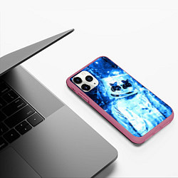 Чехол iPhone 11 Pro матовый Marshmello: Blue Liquid, цвет: 3D-малиновый — фото 2