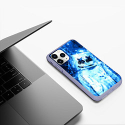 Чехол iPhone 11 Pro матовый Marshmello: Blue Liquid, цвет: 3D-светло-сиреневый — фото 2