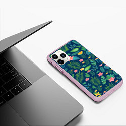Чехол iPhone 11 Pro матовый Тропический лес, цвет: 3D-розовый — фото 2