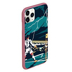 Чехол iPhone 11 Pro матовый Ronaldo lightning, цвет: 3D-малиновый — фото 2