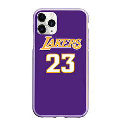 Чехол iPhone 11 Pro матовый NBA Lakers 23, цвет: 3D-светло-сиреневый