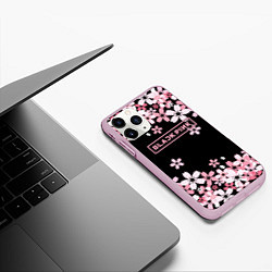 Чехол iPhone 11 Pro матовый Black Pink: Pink Sakura, цвет: 3D-розовый — фото 2