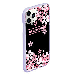 Чехол iPhone 11 Pro матовый Black Pink: Pink Sakura, цвет: 3D-светло-сиреневый — фото 2