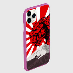 Чехол iPhone 11 Pro матовый Japanese Godzilla, цвет: 3D-фиолетовый — фото 2