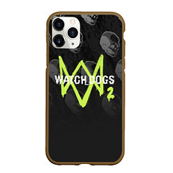 Чехол iPhone 11 Pro матовый Watch Dogs 2: Skulls Pattern, цвет: 3D-коричневый